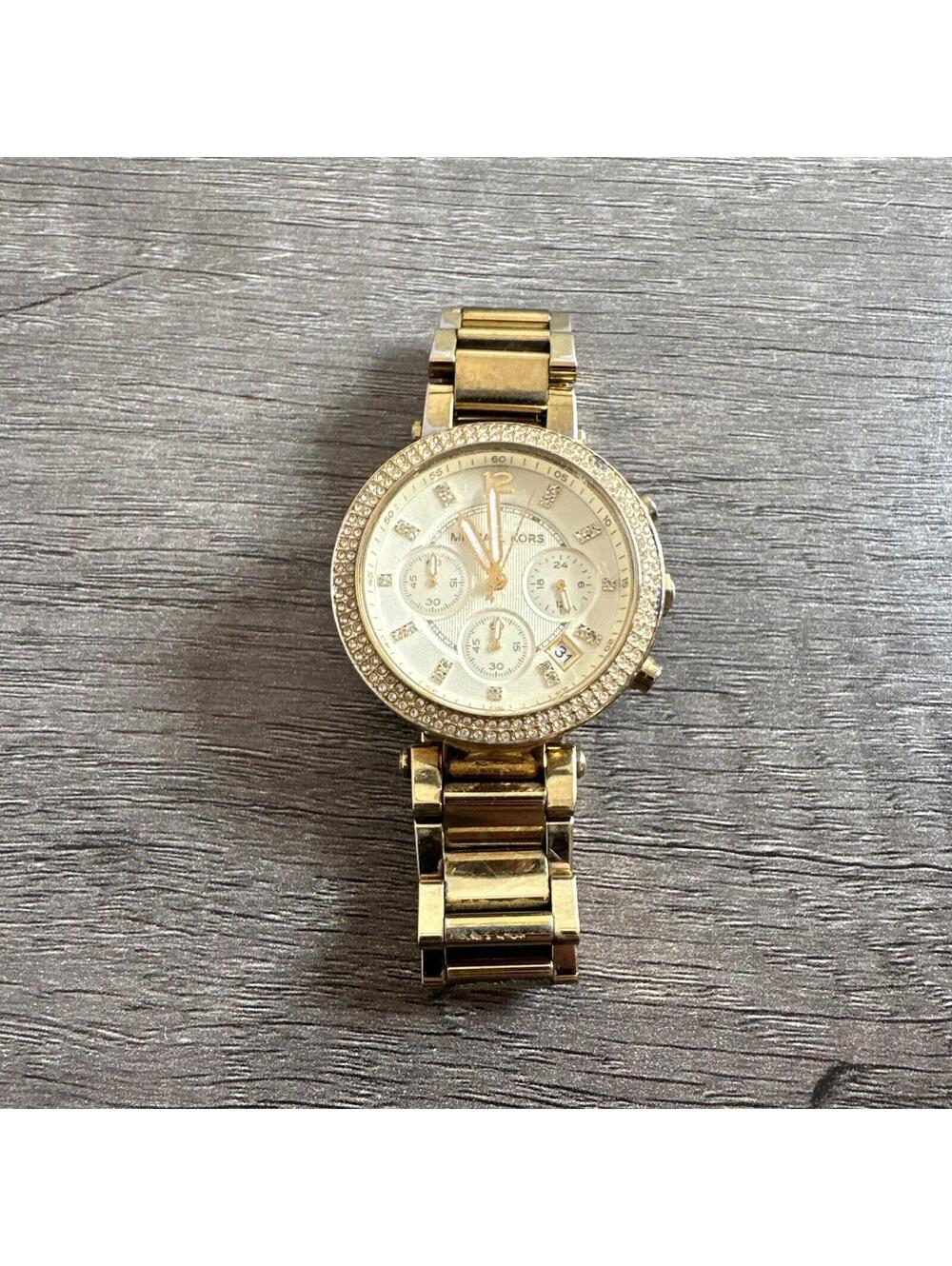 Michael Kors Watch Women Parker Chronograph Gold Dial Gold Tone MK5354